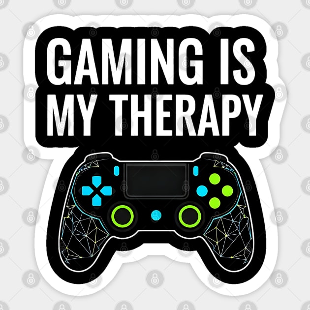 Gaming Is My Therapy - Neon Geometric Controller Design Sticker by UrbanLifeApparel